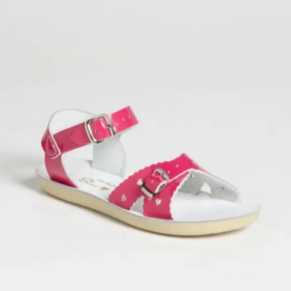 NIB Salt Water Sandals By Hoy Shiny Fuschia Sandals Size 7 Toddler